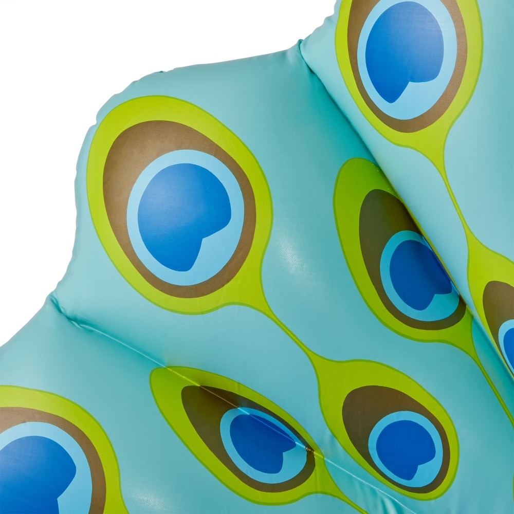 Inflatable Peacock Giant Swimming Pool Float with Backrest, Blue