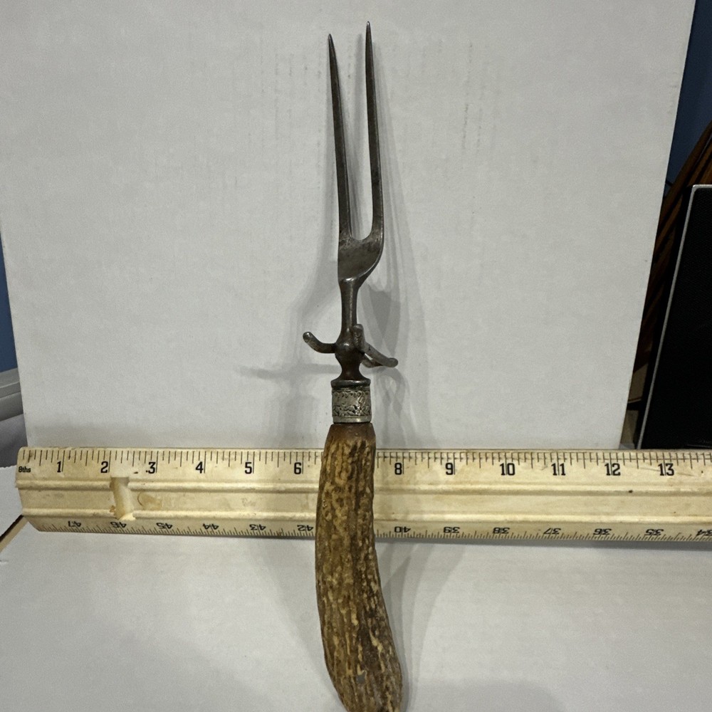 1800's Stag Handled Fork 11.5”