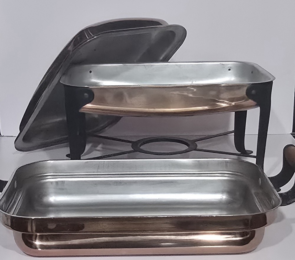 Chafer Dish Copper Tone w/ Serving Pan Handles 8 quart
