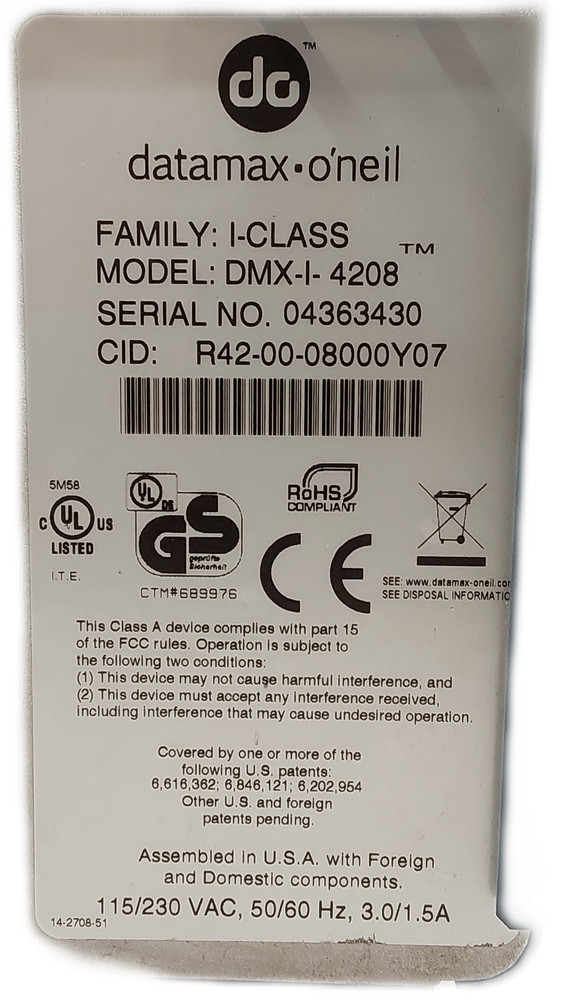 Datamax I-4208 Barcode Label Printer Thermal Transfer / Direct