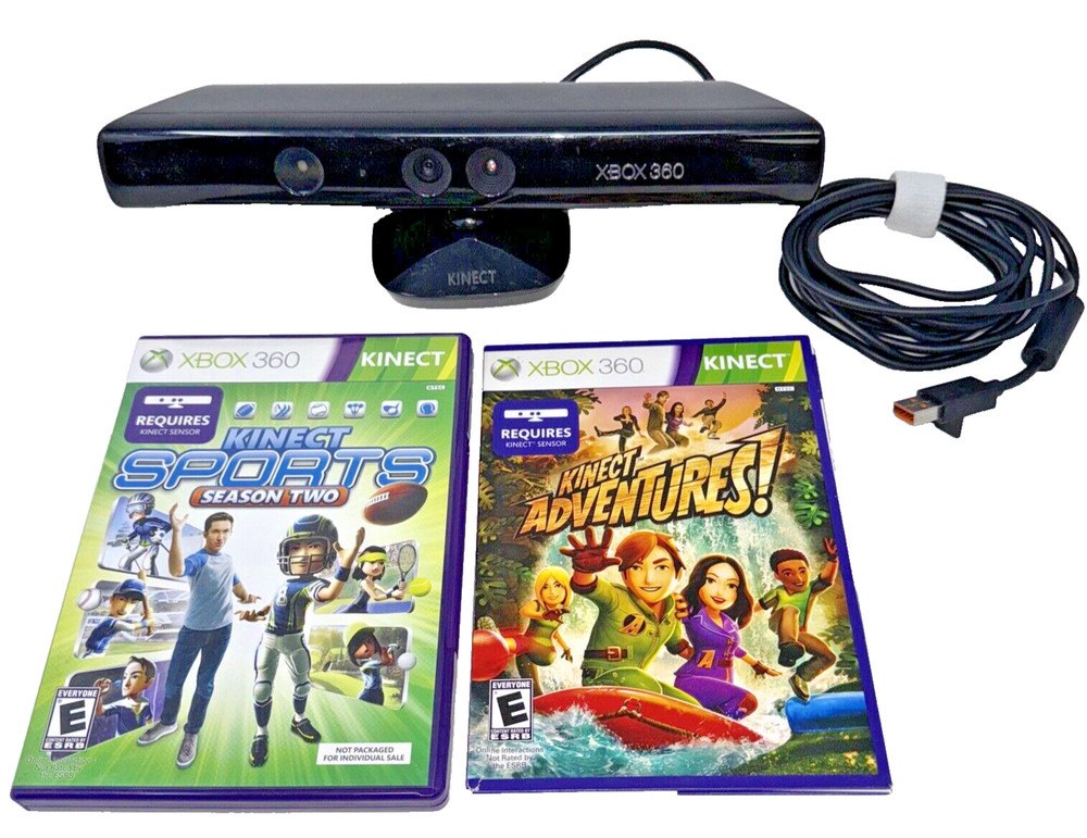 Microsoft Xbox 360 Kinect Sensor Bar with 2 Games Bundle TESTED WORKING