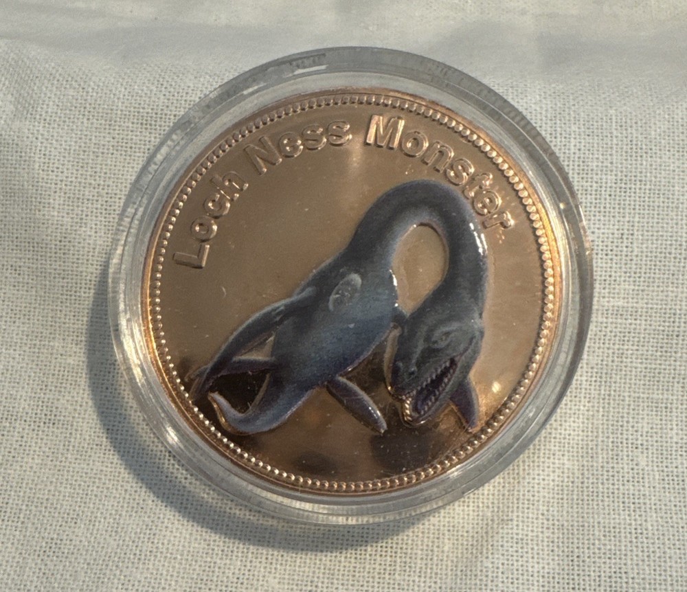 1 Oz. .999 Fine COPPER ROUND LOCH NESS MONSTER Colorized Limited Edition Capsule