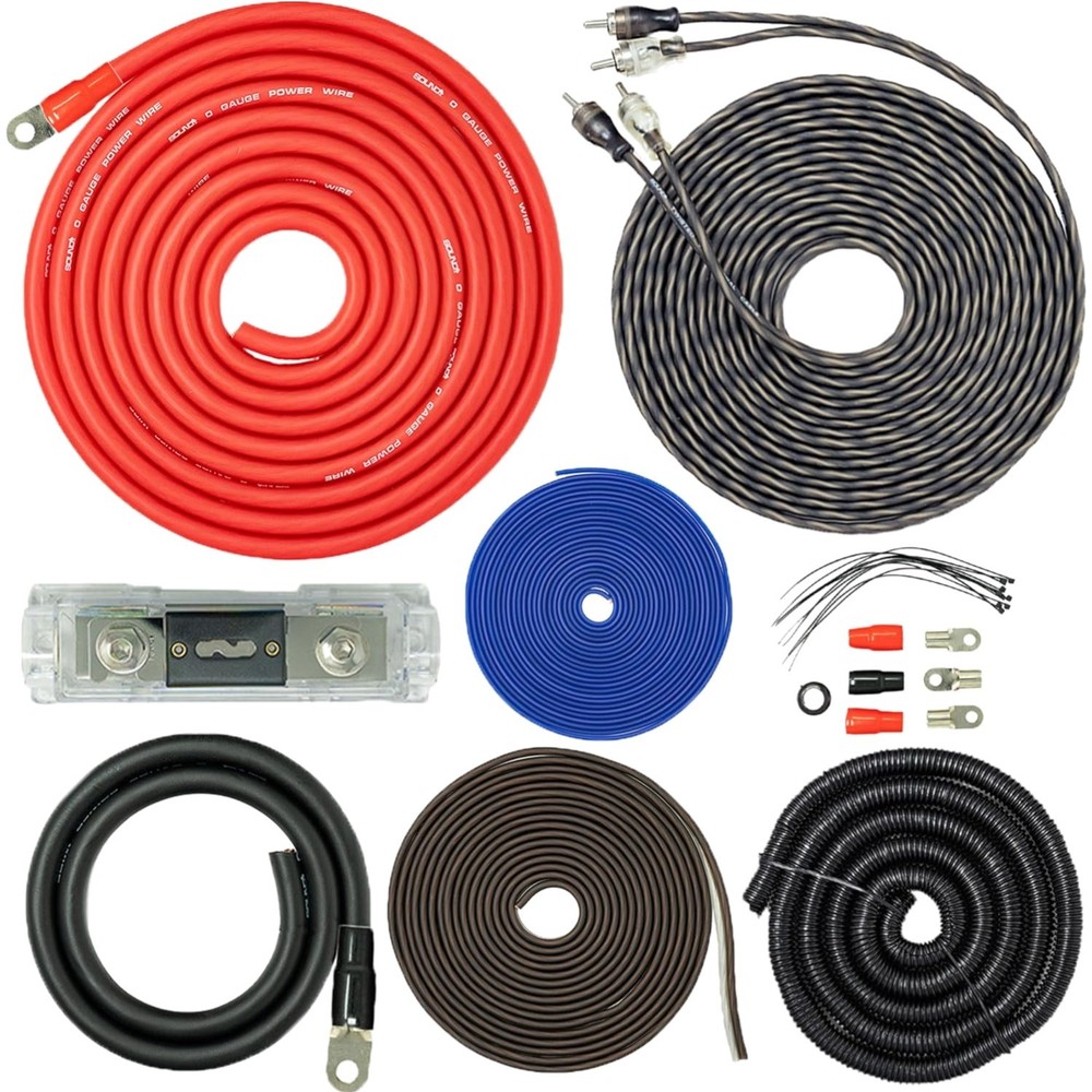 0 Gauge Amplifier Install Kit - Complete Wiring Cables for 7500W Performance