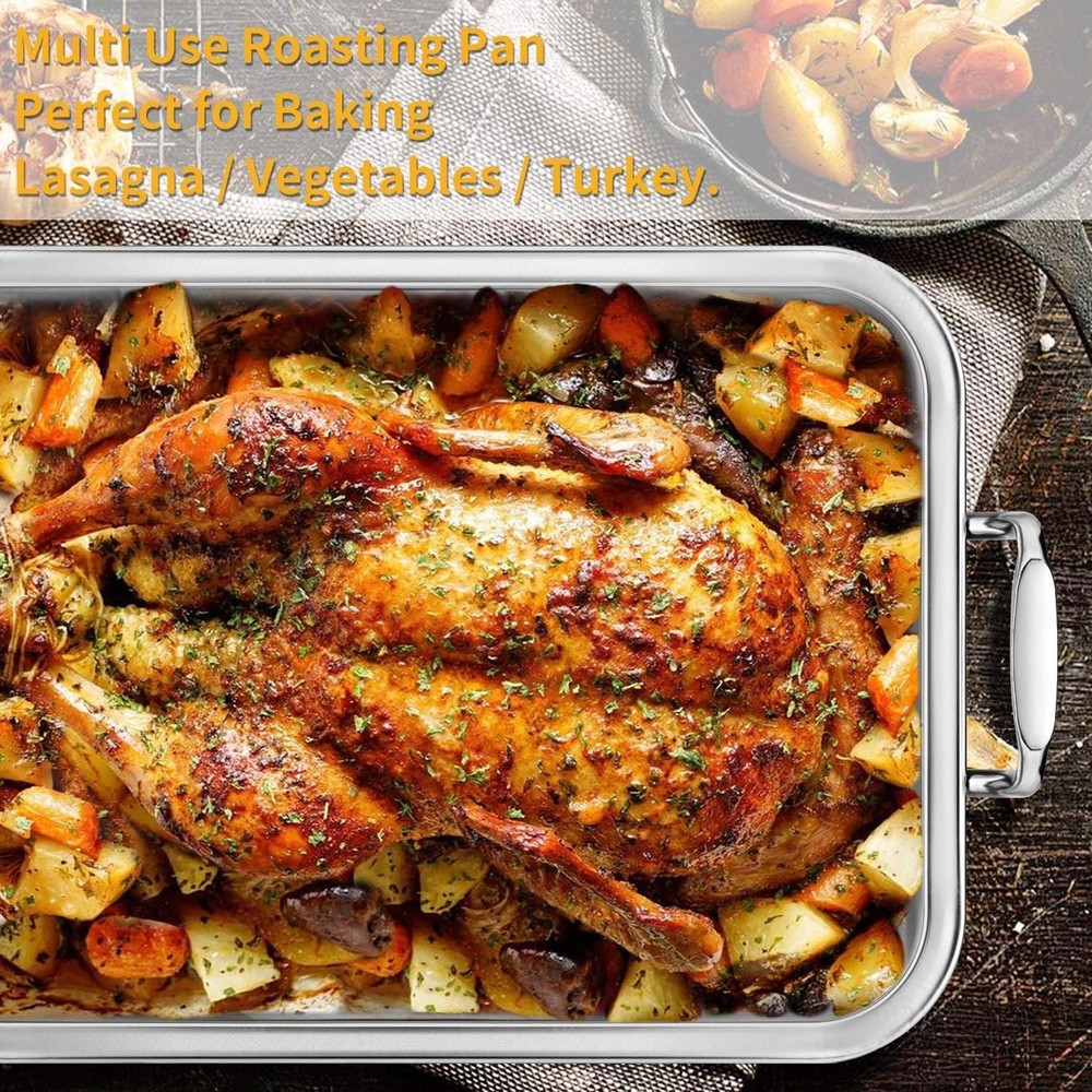 V-Shaped Rack Roasting Pan - 20lb Capacity