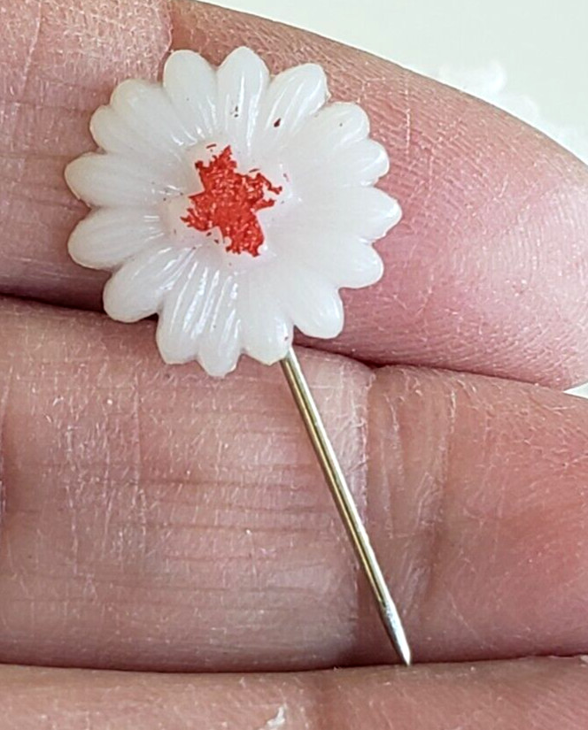 Vintage American Red Cross Plastic Daisy Stickpin 1-3/16"