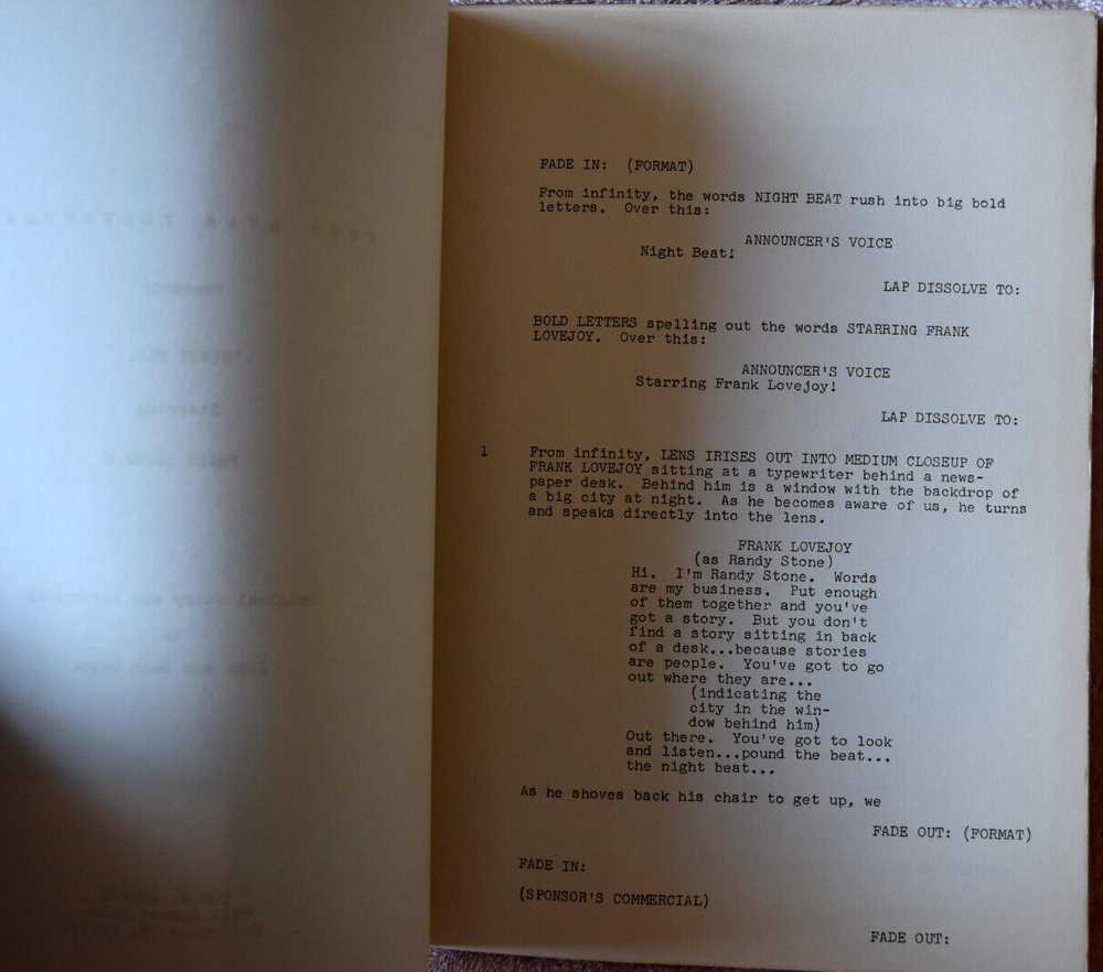 4 Star Playhouse "Night Beat" Original Screenplay Script #10