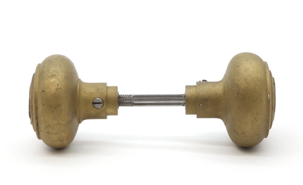 Pair of Antique BHS Emblematic Brass Door Knobs