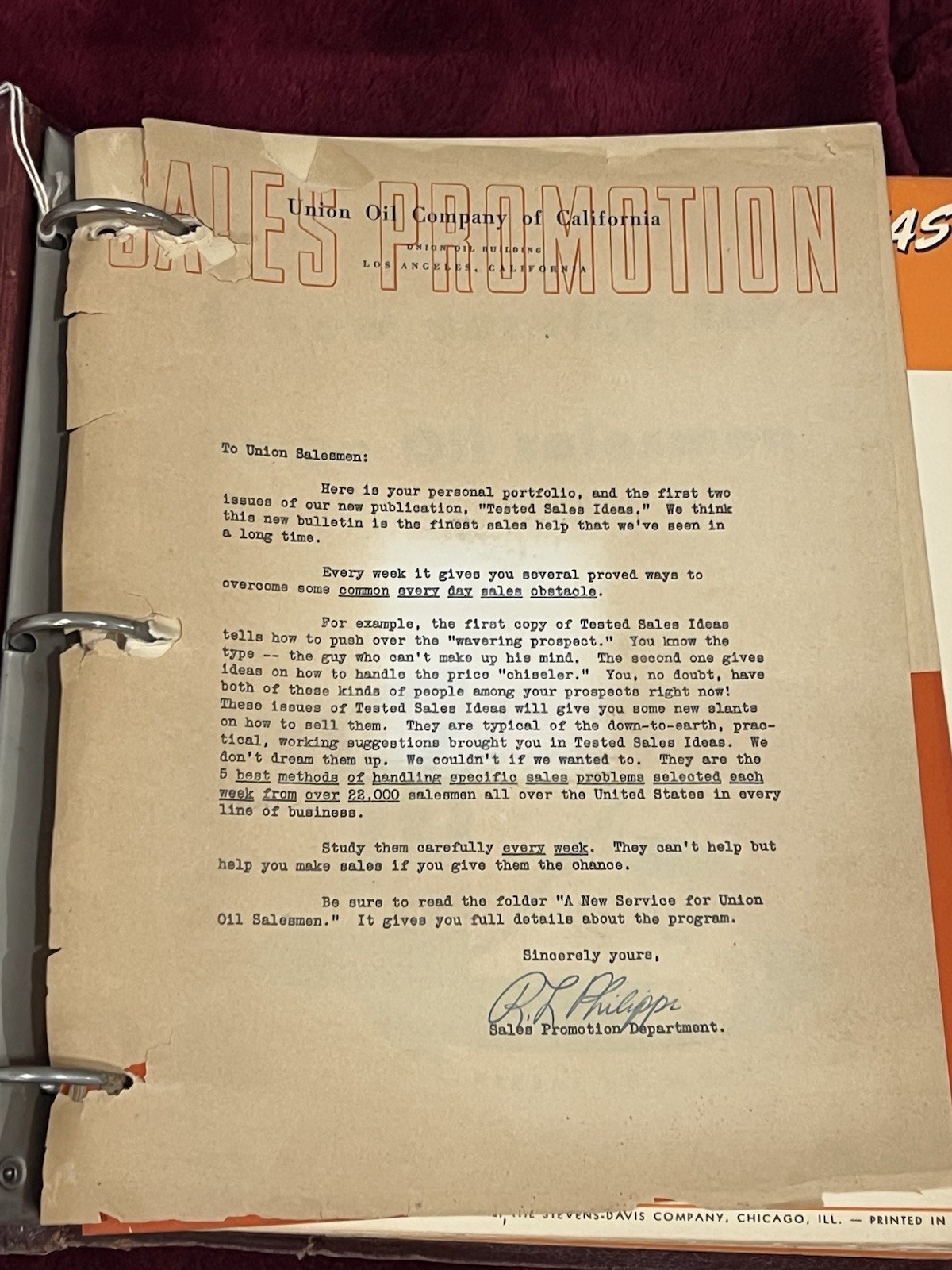 Union Oil Sales Builder Binder 1940s Internal Training Portfolio Illustrated