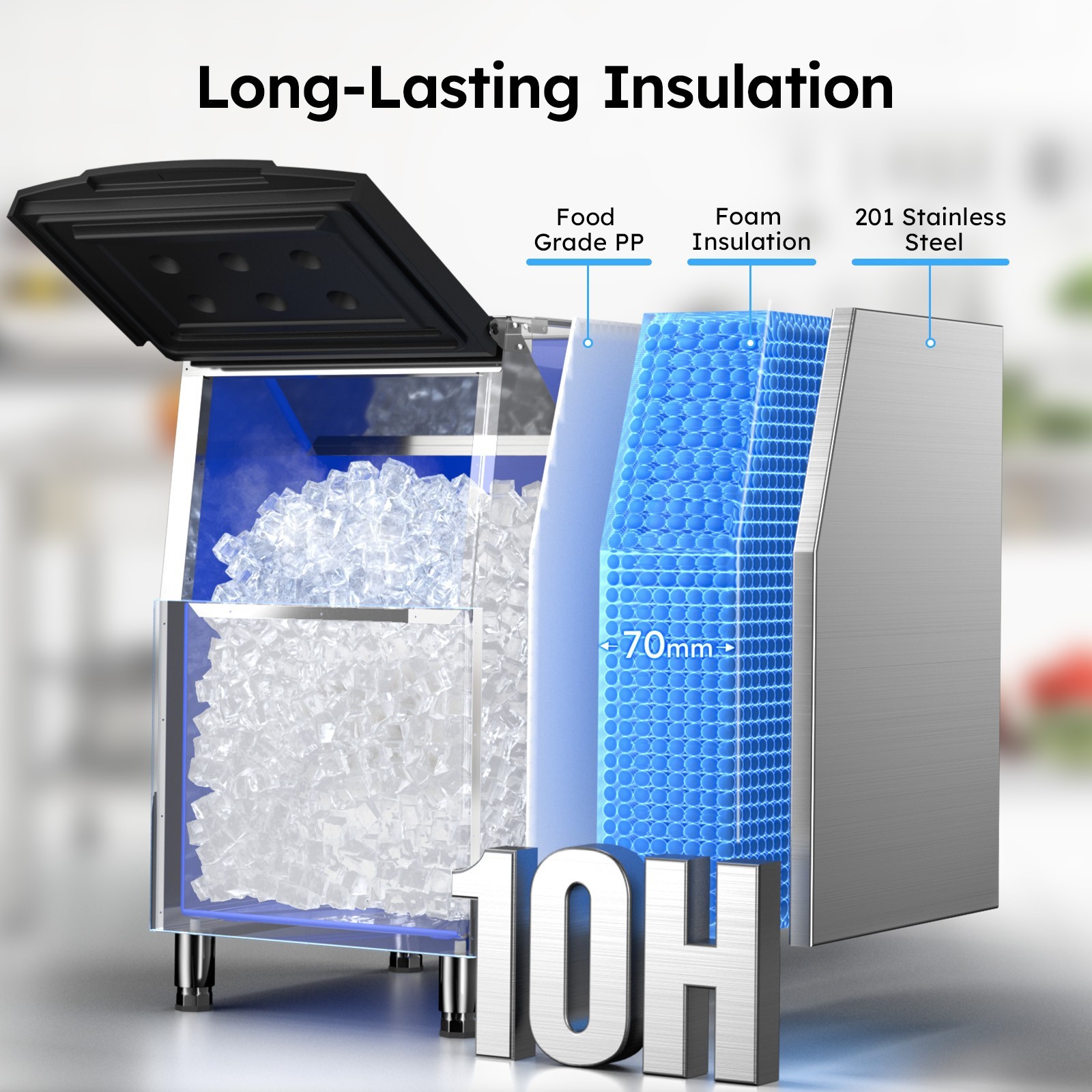 Heavy Duty 600Lbs/24H Commercial Ice Maker Machine 560LBS Industrial Ice Machine