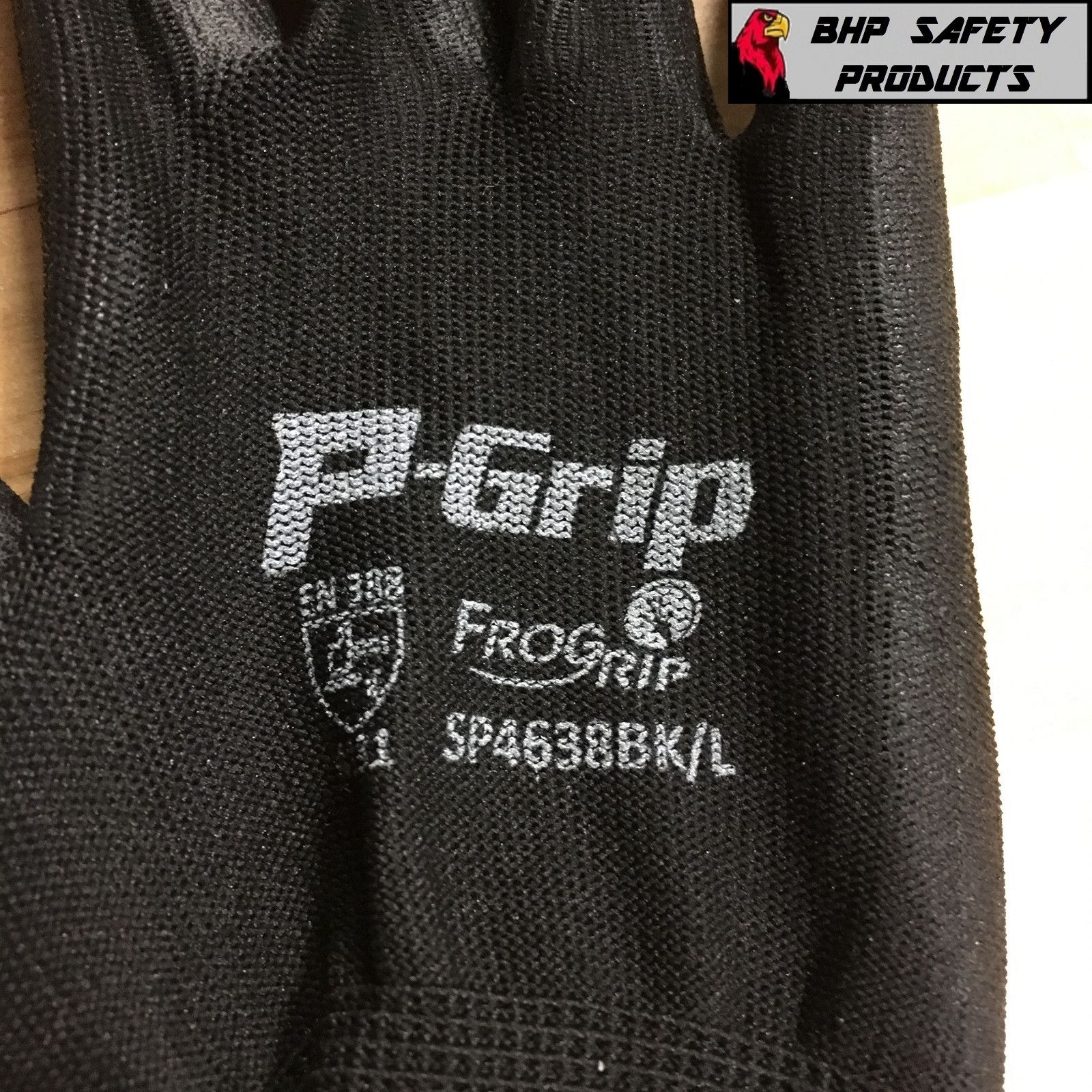 LIBERTY SP4638 P-GRIP WORK GLOVES BLACK PU POLYURETHANE PALM 144 PAIRS / 1 CASE