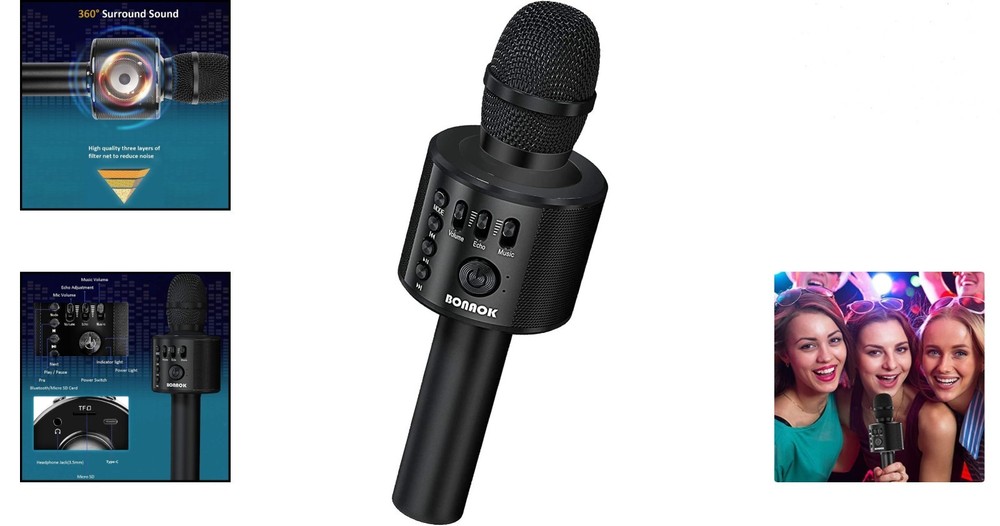 Bluetooth Karaoke Microphone with Echo Control for Smartphones