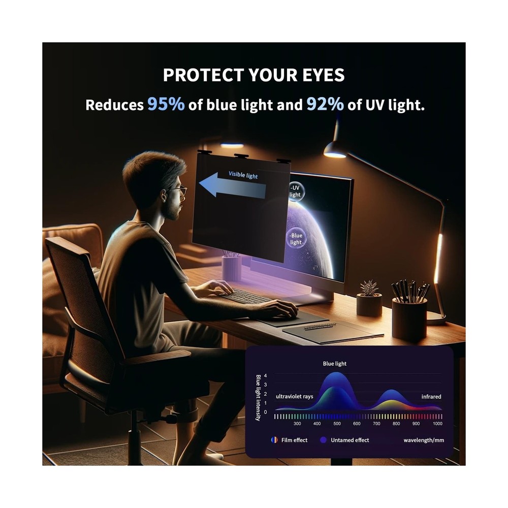 [2 Pack] Magnetic Computer Privacy Screen Filter 24 Inch for 16:9 Widescreen ...