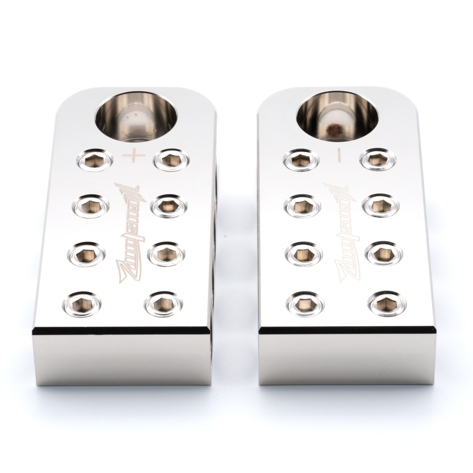 Pair ILL Customz Battery Terminals 0 Gauge 8 Input 1/0 AWG Bolt Down Ends