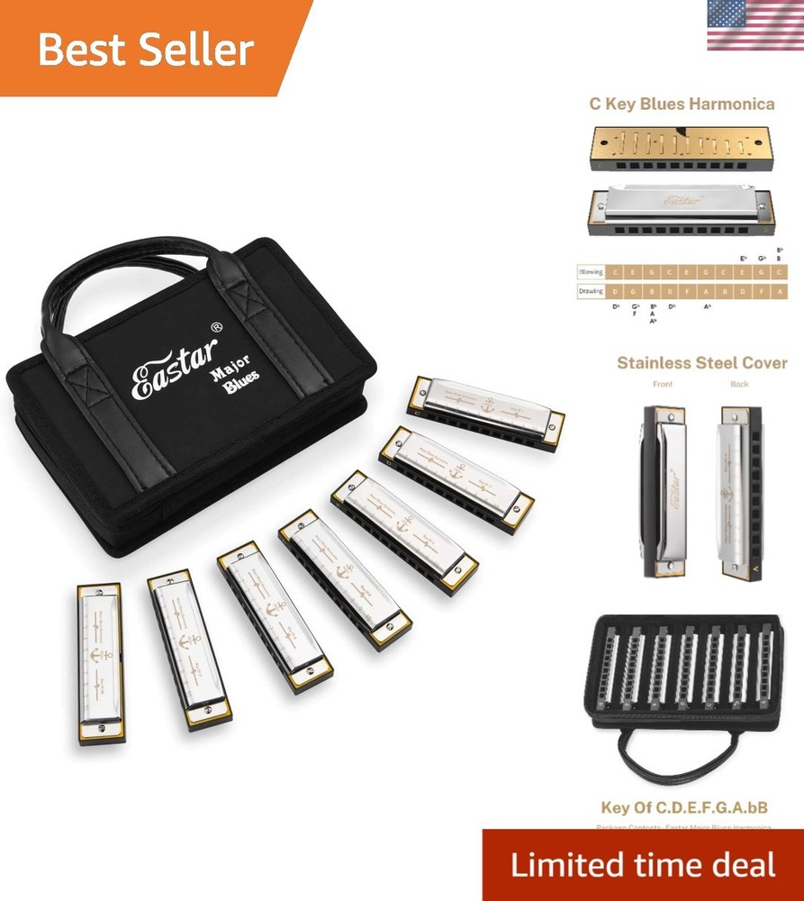 Complete 7-Key Diatonic Harmonica Set for Beginners & Kids -  Quality