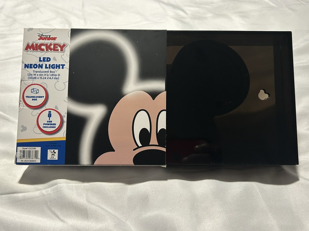 🔥🔥Mickey Mouse 12x6 LED Neon Light In Translucent Box USB Powered 🔥🔥