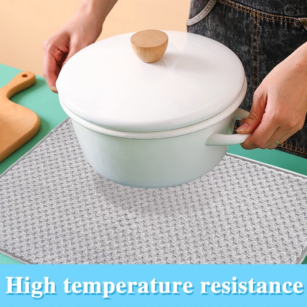 2 Pack Microfiber Dish Drying Mat,24*17 inch Absorbent Dish Drainer Kitchen C...