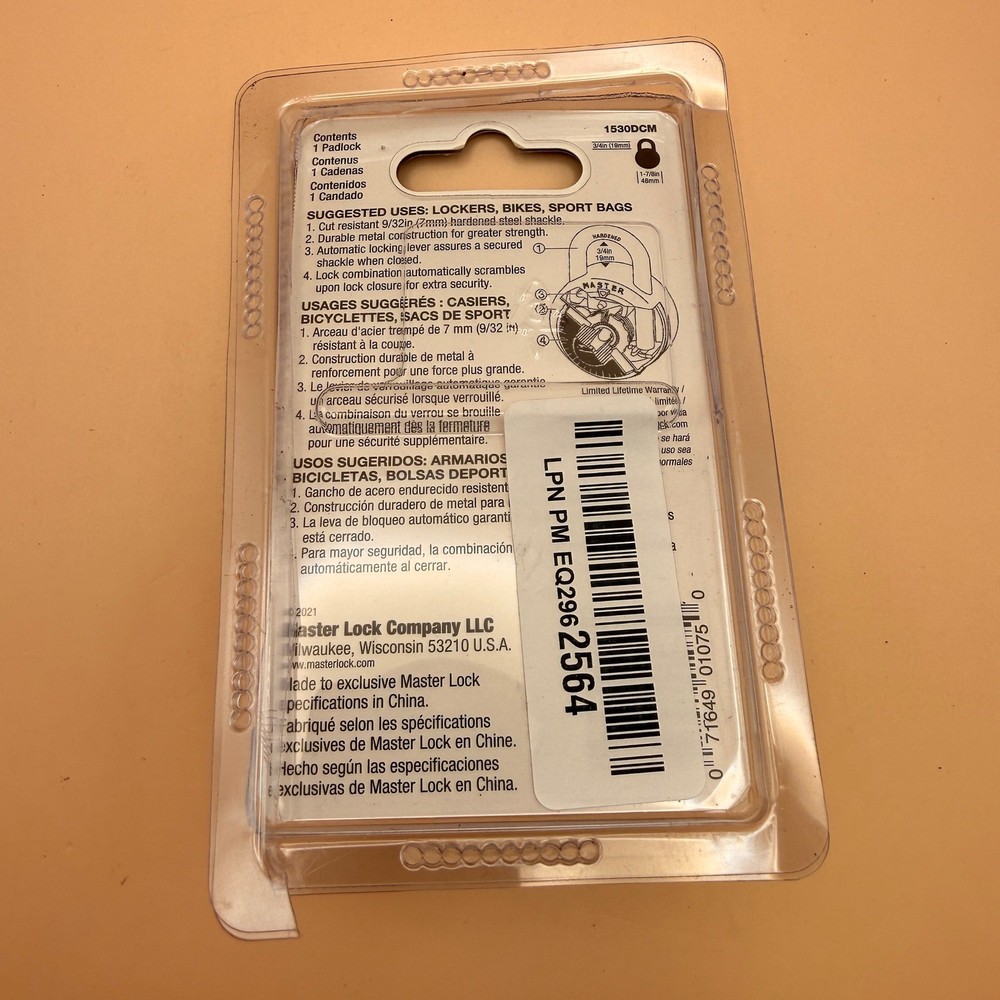 Master Lock Purple 1530DCM Locker Lock Combination Padlock