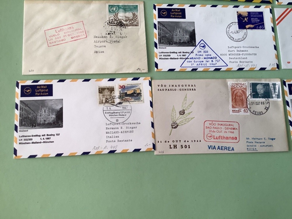 Airmail flight cover mixed world 9 items Ref A1470