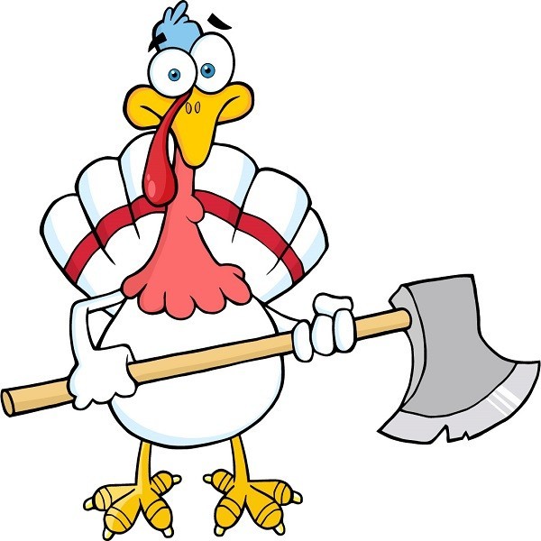 30 Custom White Turkey With Axe Personalized Address Labels
