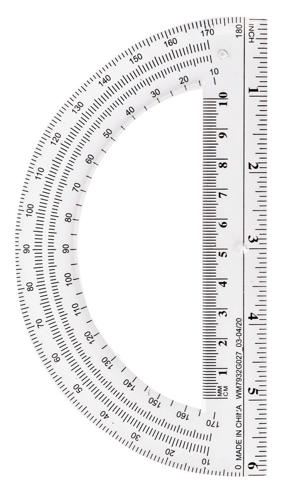 Casemate Plastic Protractor, 180 Degrees, 6”