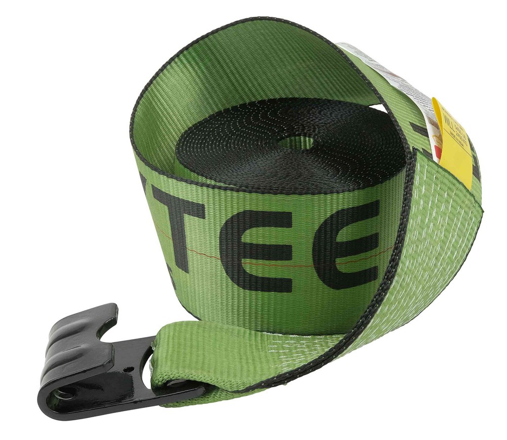 (4 Pack) 4" x 30' Winch Strap with Flat Hook - Green Flatbed Tie Down