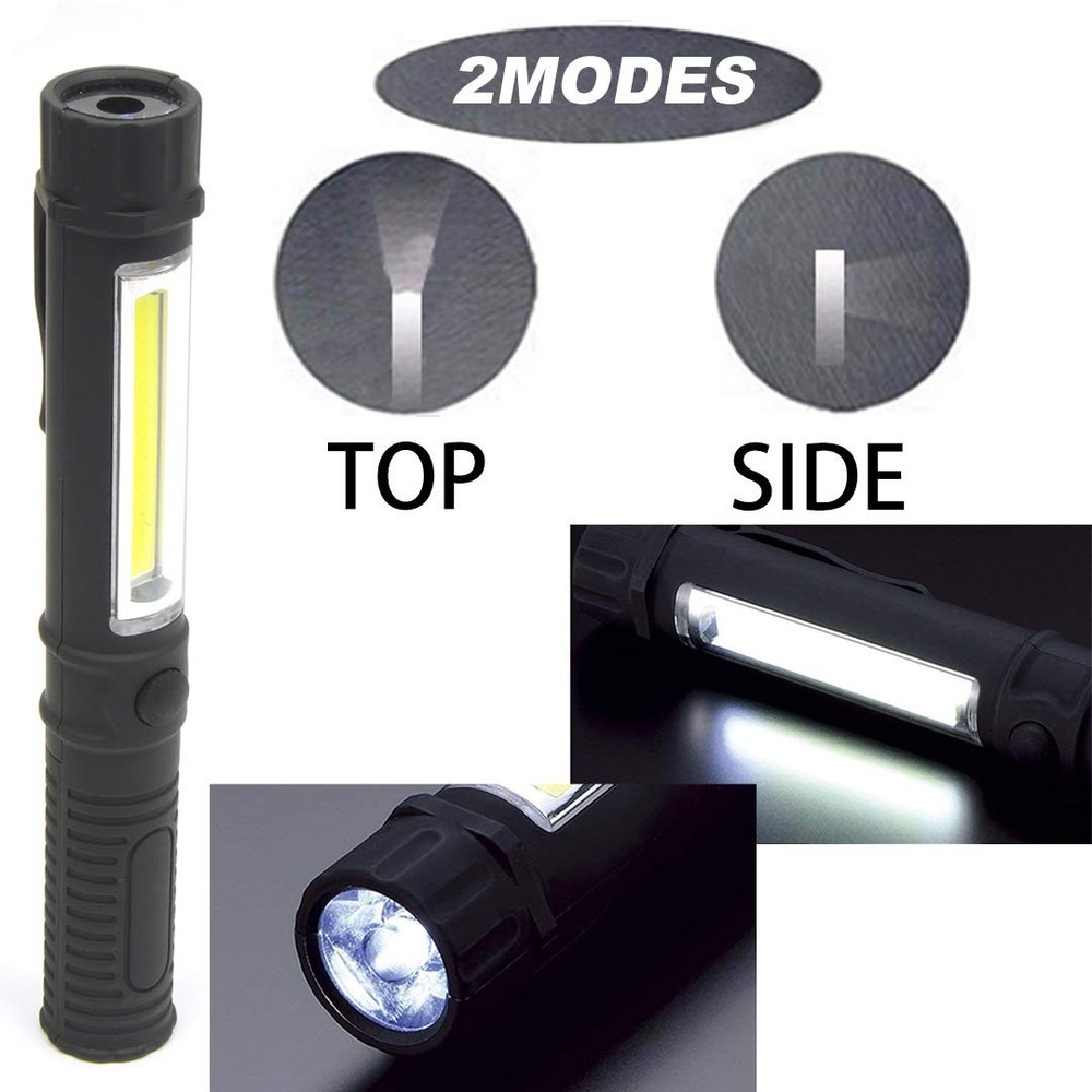 COB LED Work Flashlight with Magnetic Base and Clip Multi-Function Pocket Pen...