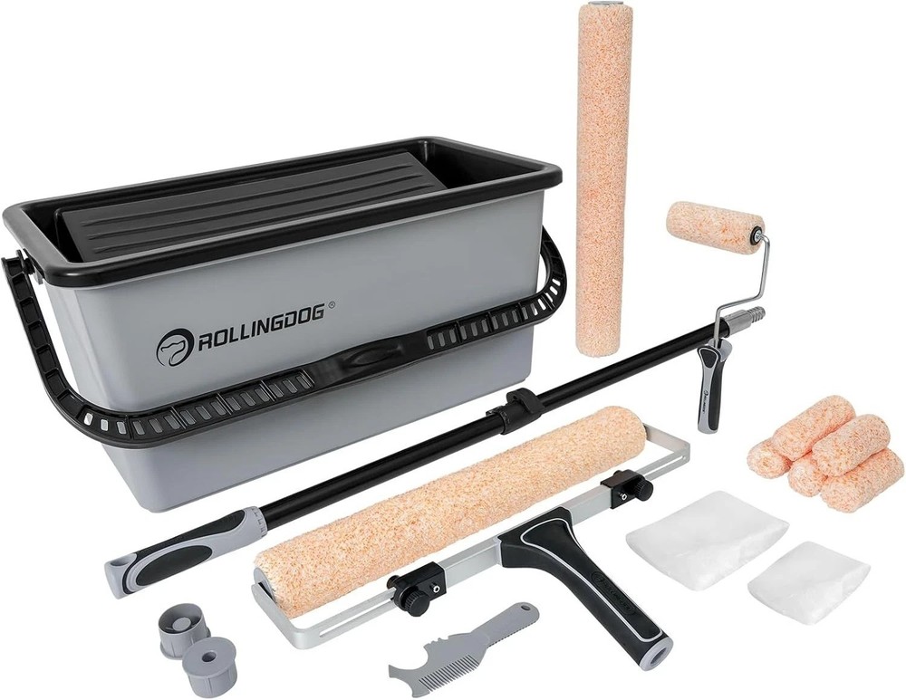 Elite 18 Inch Paint Roller System, 20pc Microfiber Covers, Telescoping Pole, ...