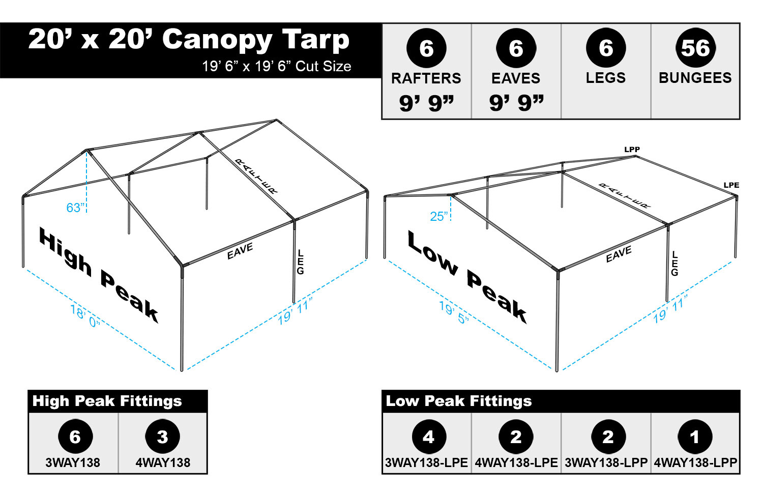 12x20 20x20 20x30 20x40 H. Duty 12 mil Valance Tarp Canopy Carport Cover Silver