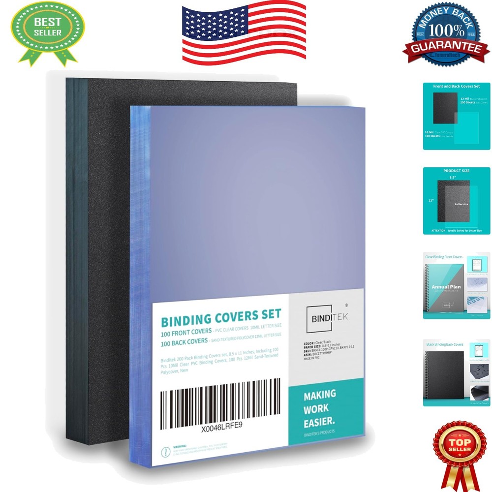 Professional Presentation 200 Pack Binding Covers for Office & Educational Use