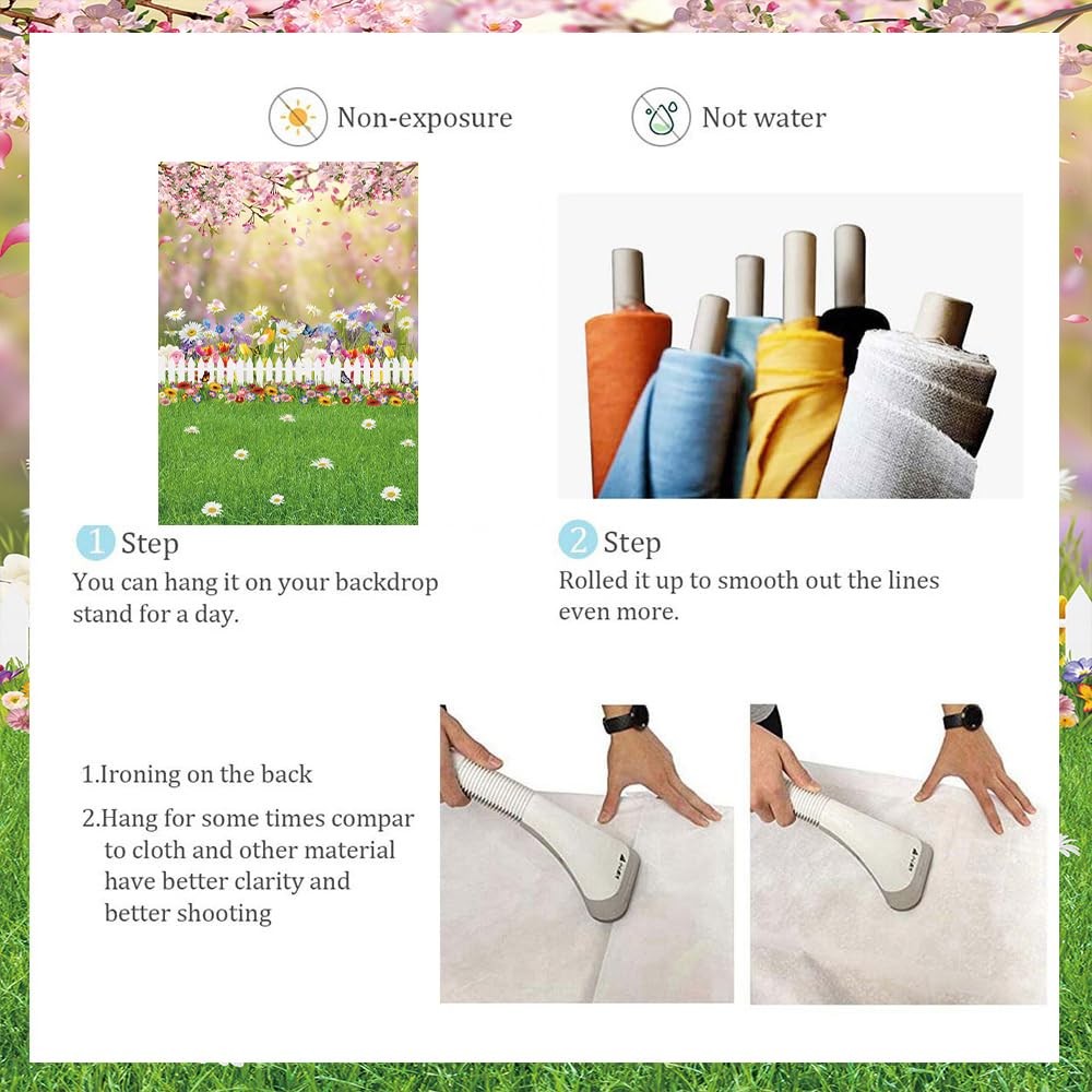 Spring Easter Backdrop Spring Pink Flowers Photography Backdrop Easter Green ...