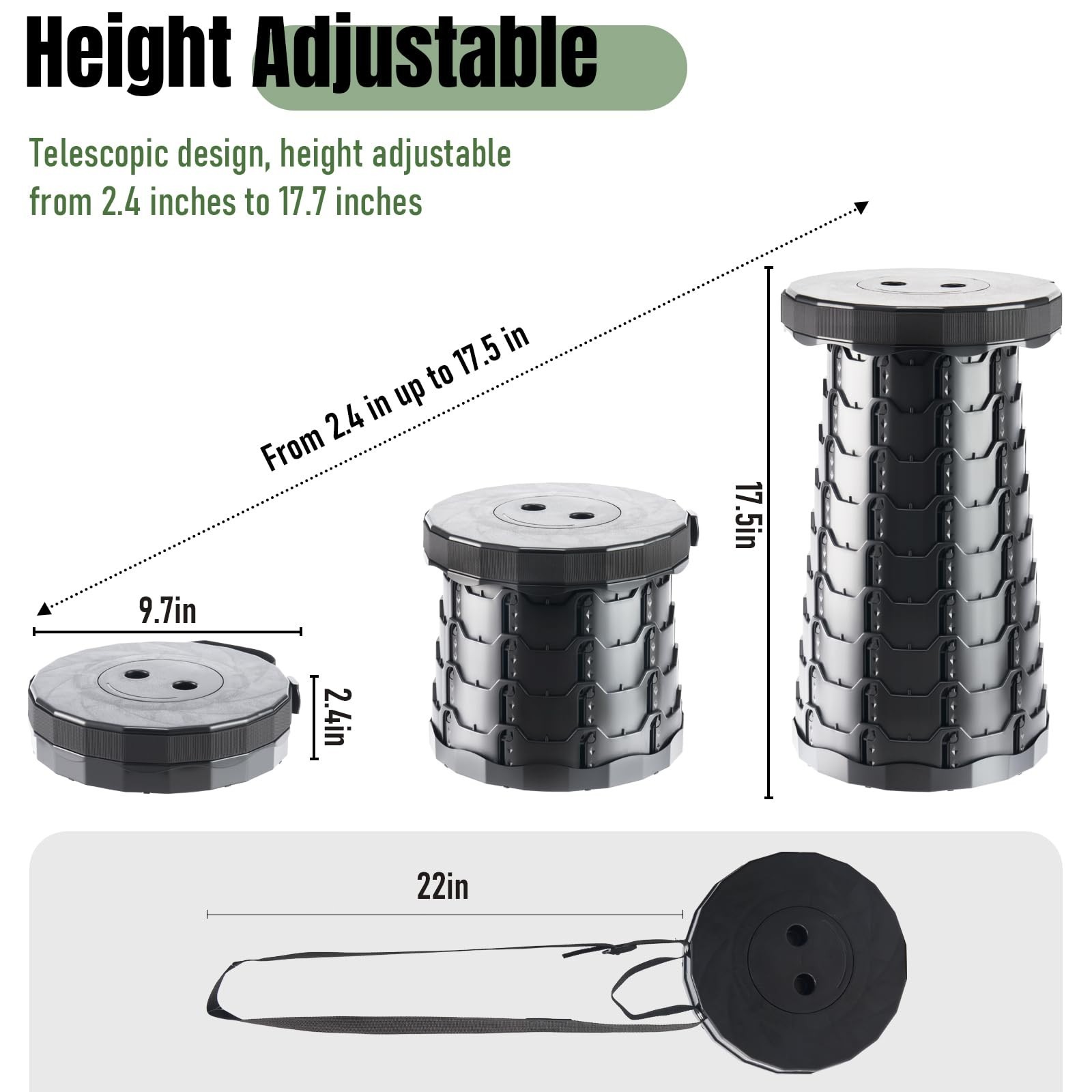 1 PCS Upgraded Foldable Stool Thickened Portable Collapsible Stool (BLACK)