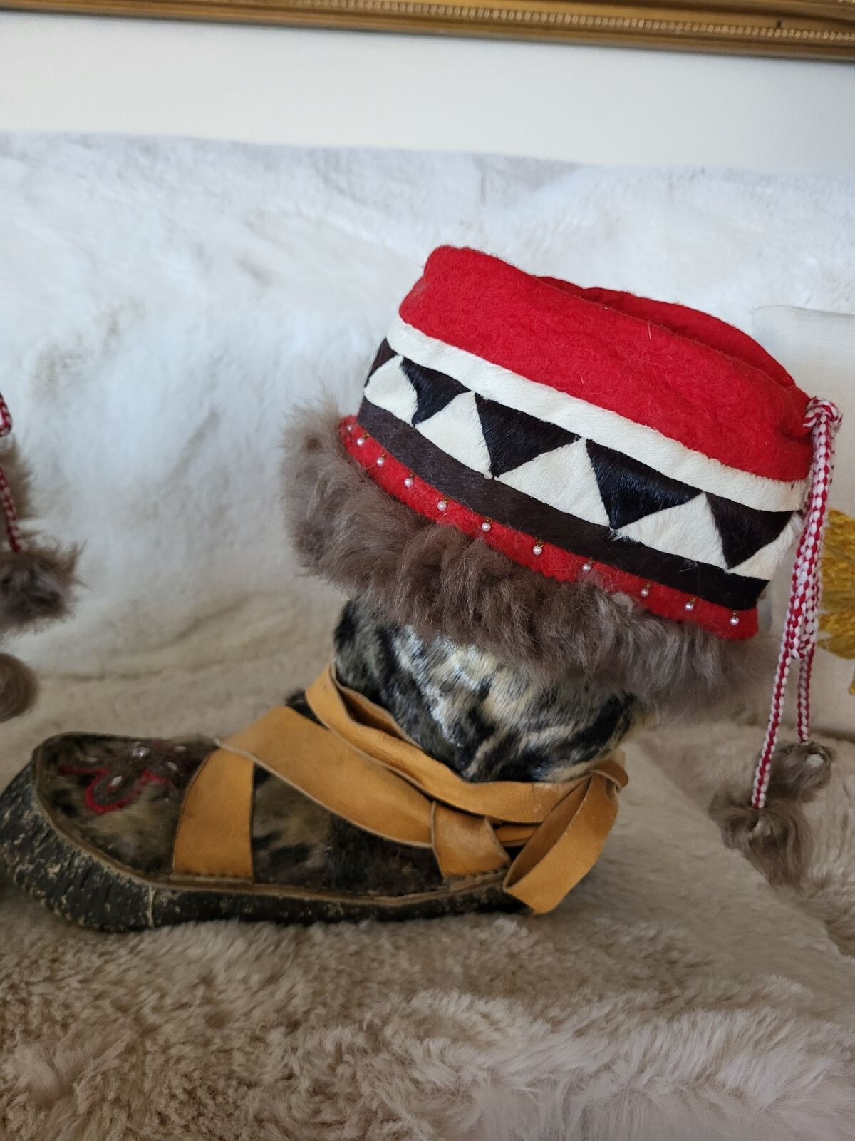 Vintage Handmade Fur, Skin, Leather, Felt & Glass Beaded Native Alaskan Mukluks