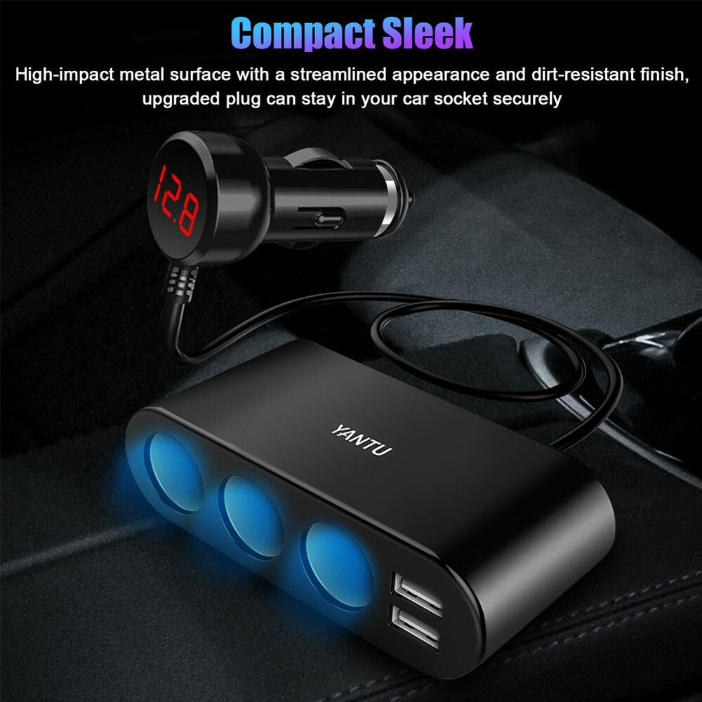 3 Way Car Cigarette Lighter Socket Splitter Dual USB Charger Power Adapter 12V