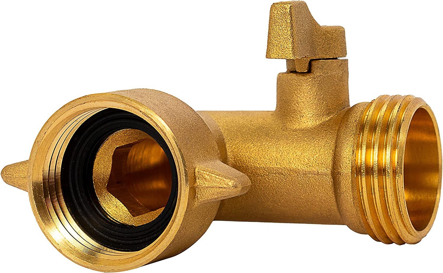 Morvat Brass 90 Degree Hose Elbow with ON/OFF Shutoff Valve