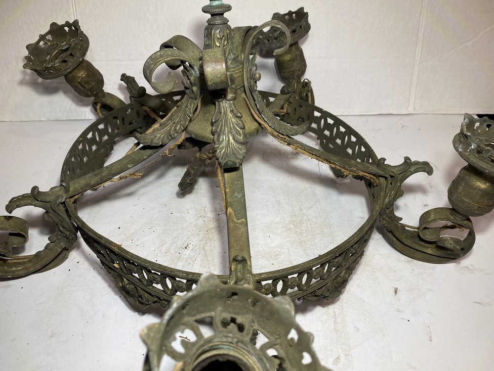 Antique Five Arm Hanging Chandelier Needs Work