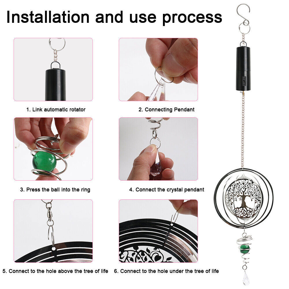 3D collapsible Rotating Wind Tree Hanging Wind Spinner Automatic Rotating Decor