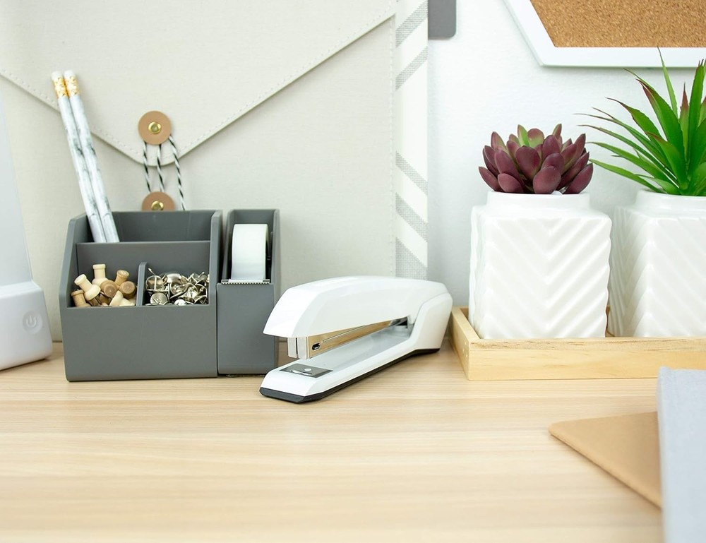 Lightweight Elegant Office Stapler with Visual Alert & Staple Storage, 20 Sheets