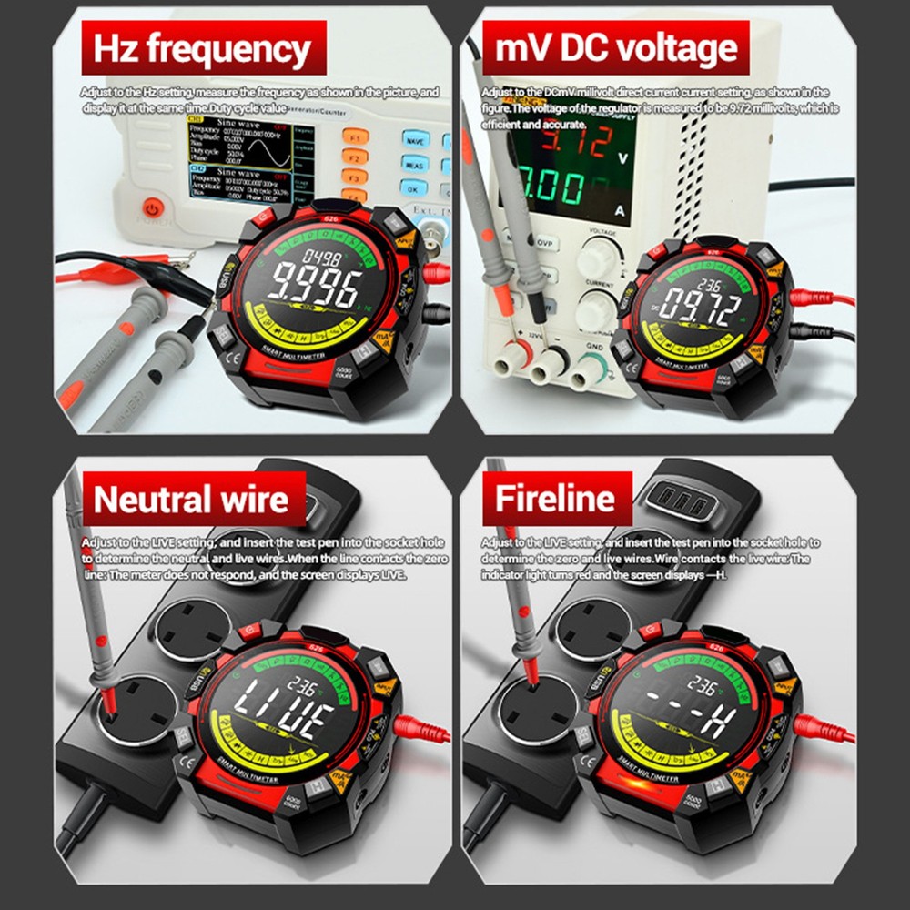 6000 Counts Multimeter With Backlit Display For Electricians WUJF
