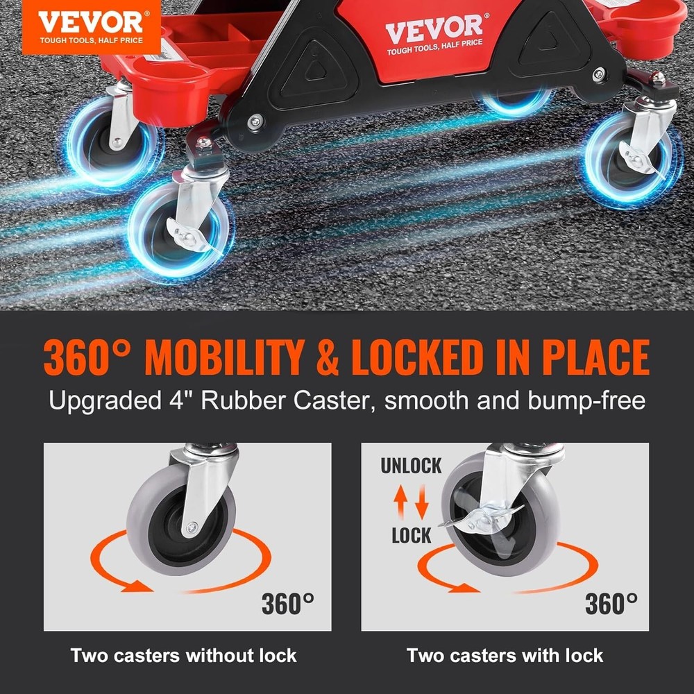 Comfortable Mechanic Stool with Effortless Gliding Wheels and Tool Organization