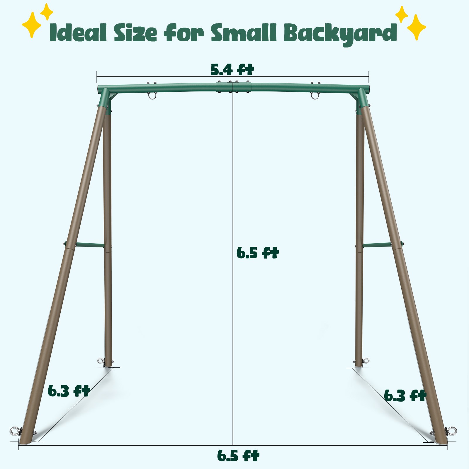 Hapfan 6.5ft Tall Heavy Duty A-Frame Metal Swing Set with 50" Saucer Swing Seats