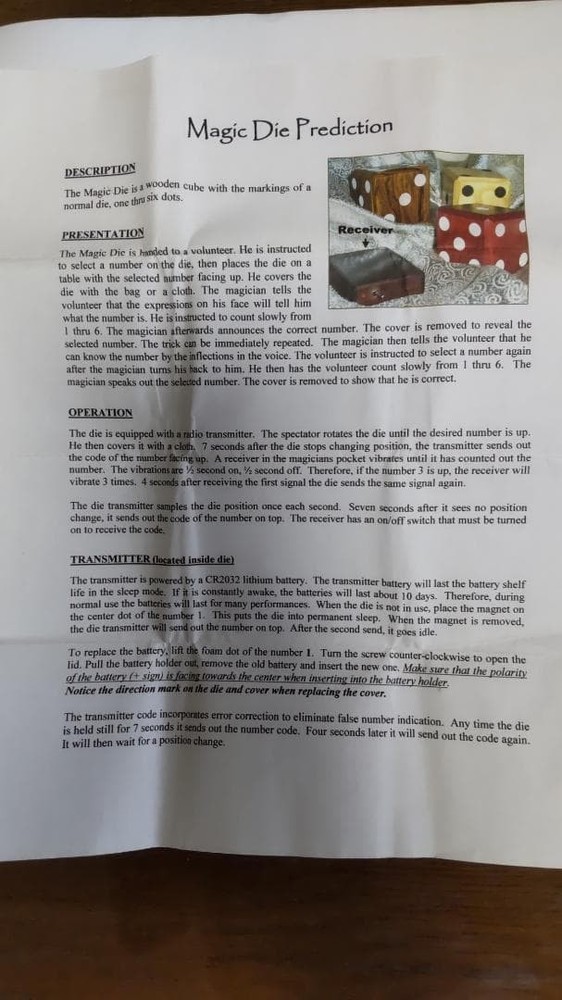 Second hand magic tricksB569 magic dice pride