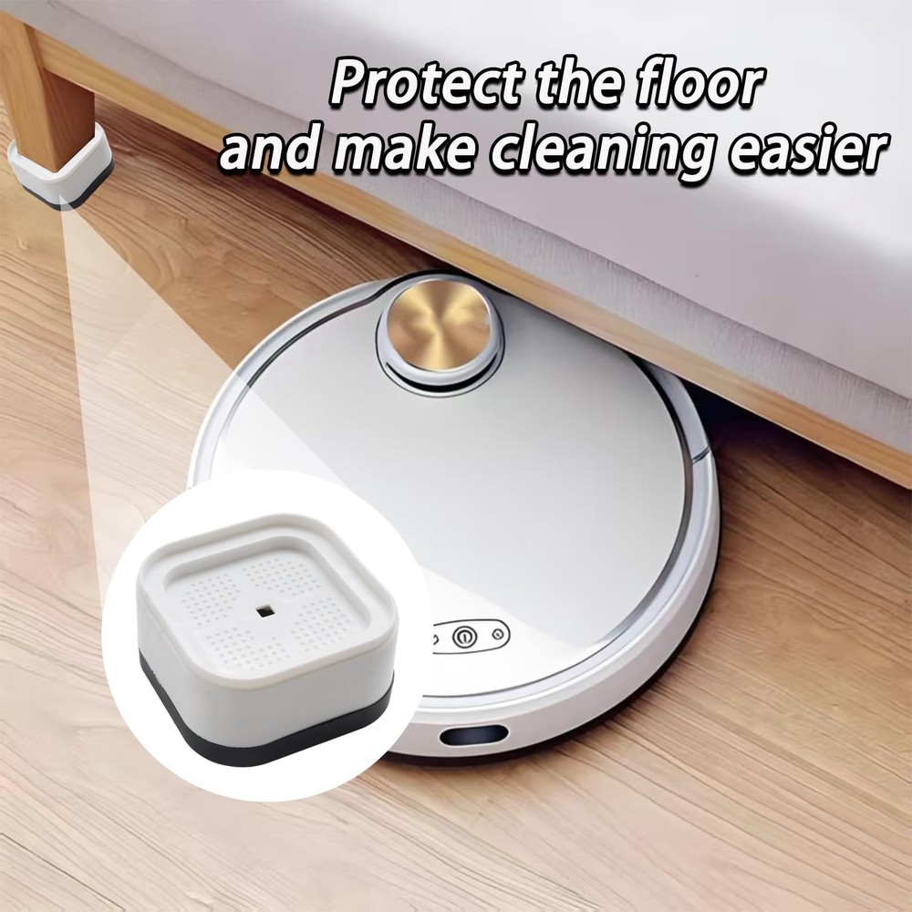 White Adjustable Furniture Risers Square Stackable Bed Raisers 8 PCS