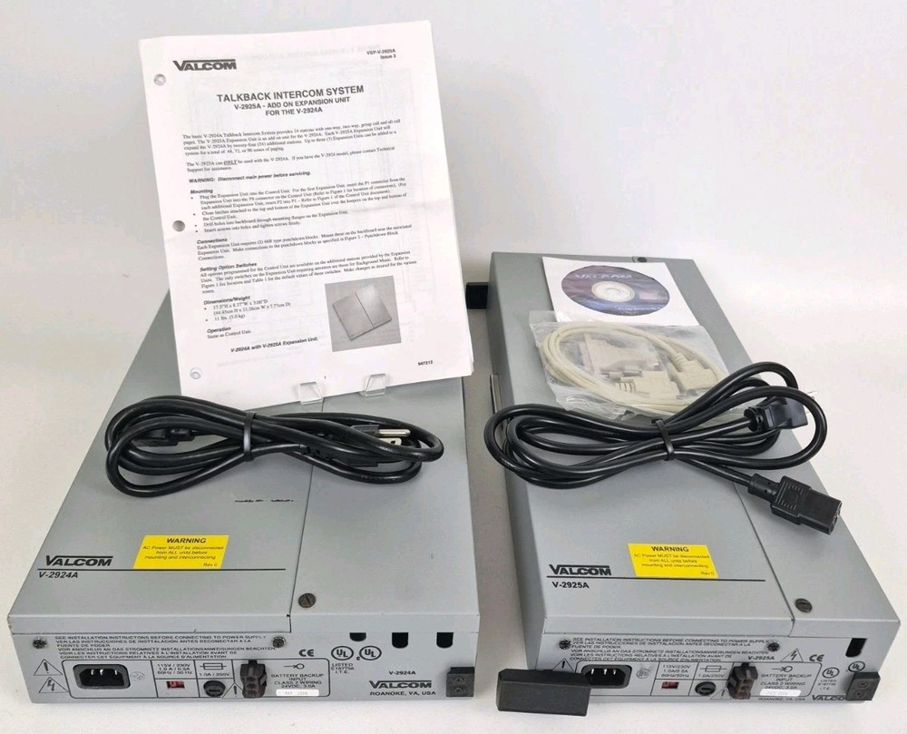Valcom V-2924A + V-2925A Talkback Intercom System Lot w/ Boxes Powers On