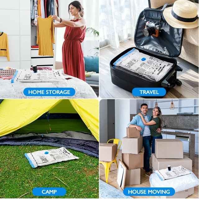 5 Jumbo Vacuum Storage Bags Travel Space Saver Organizer