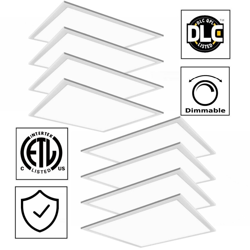8 Pack 2x2Ft LED Panel Light Drop Ceiling Flat Panel Recessed Troffer Fixtures