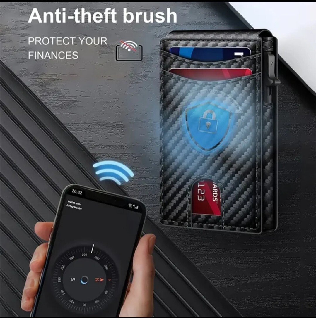 Men's Black tactical magnetic wallet RFID Blocking card holder Aluminum bifold