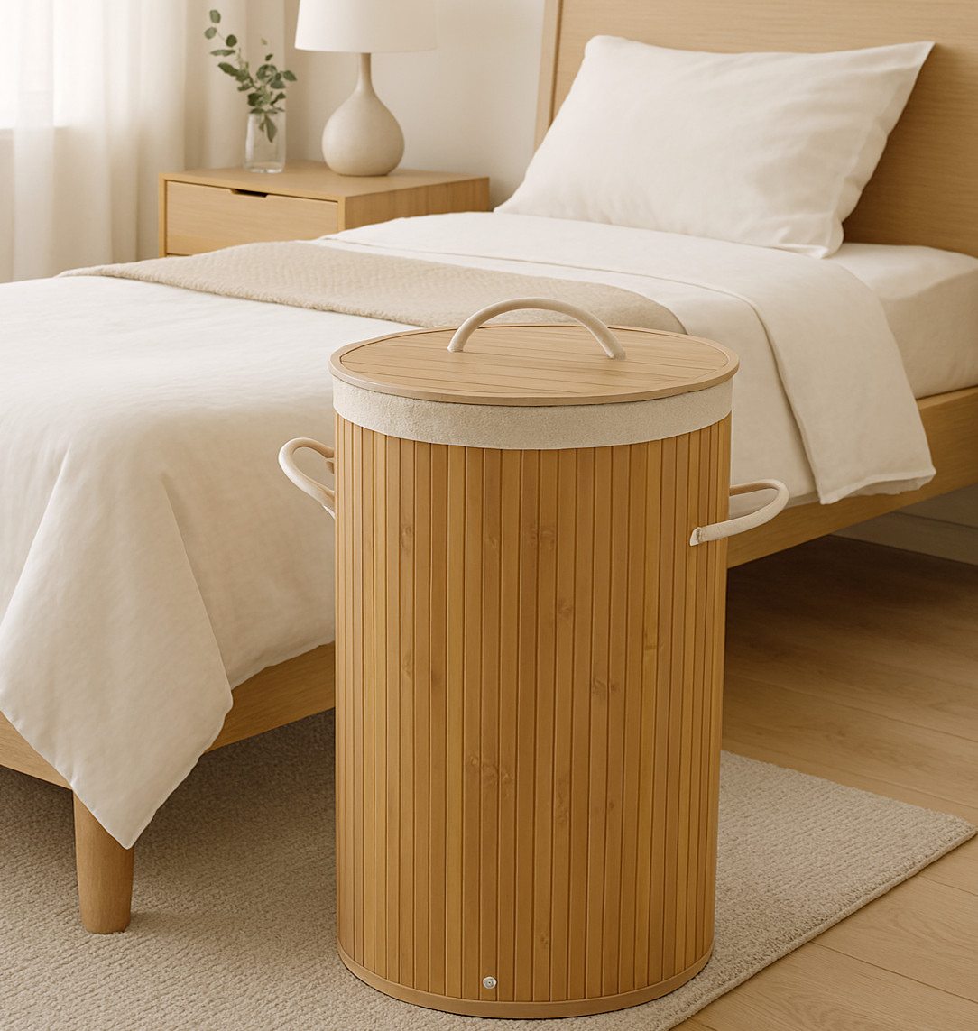 Natural Bamboo Foldable Laundry Basket Hamper