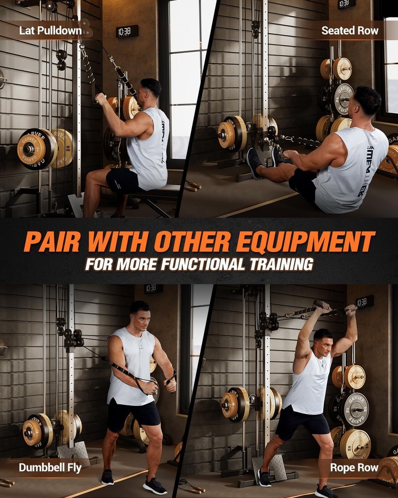 Adjustable Dual Pulley Cable Machine,LAT Pulldown&Crossover Station for Home Gym