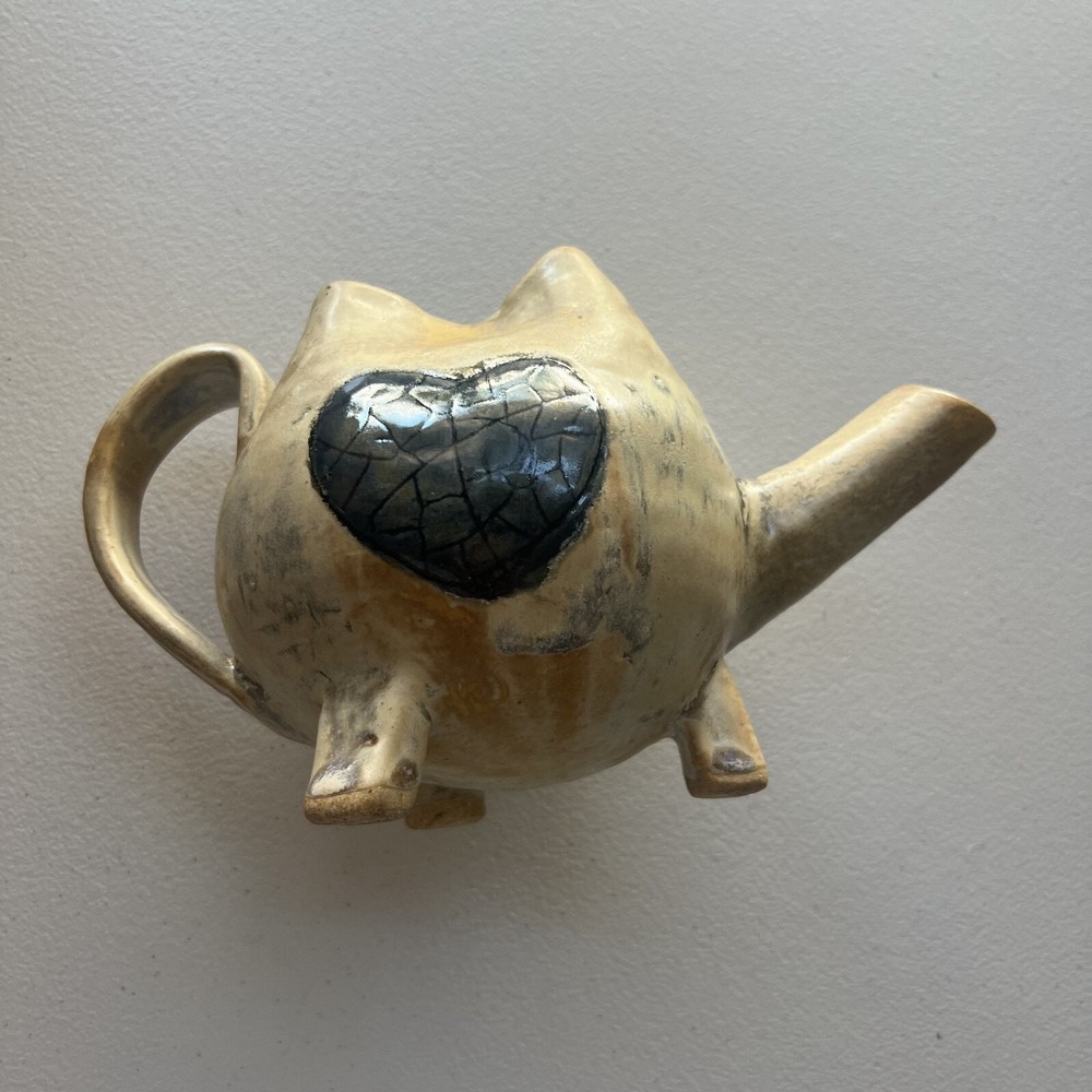 Rustic Stoneware Art Pottery Teapot Three Legged