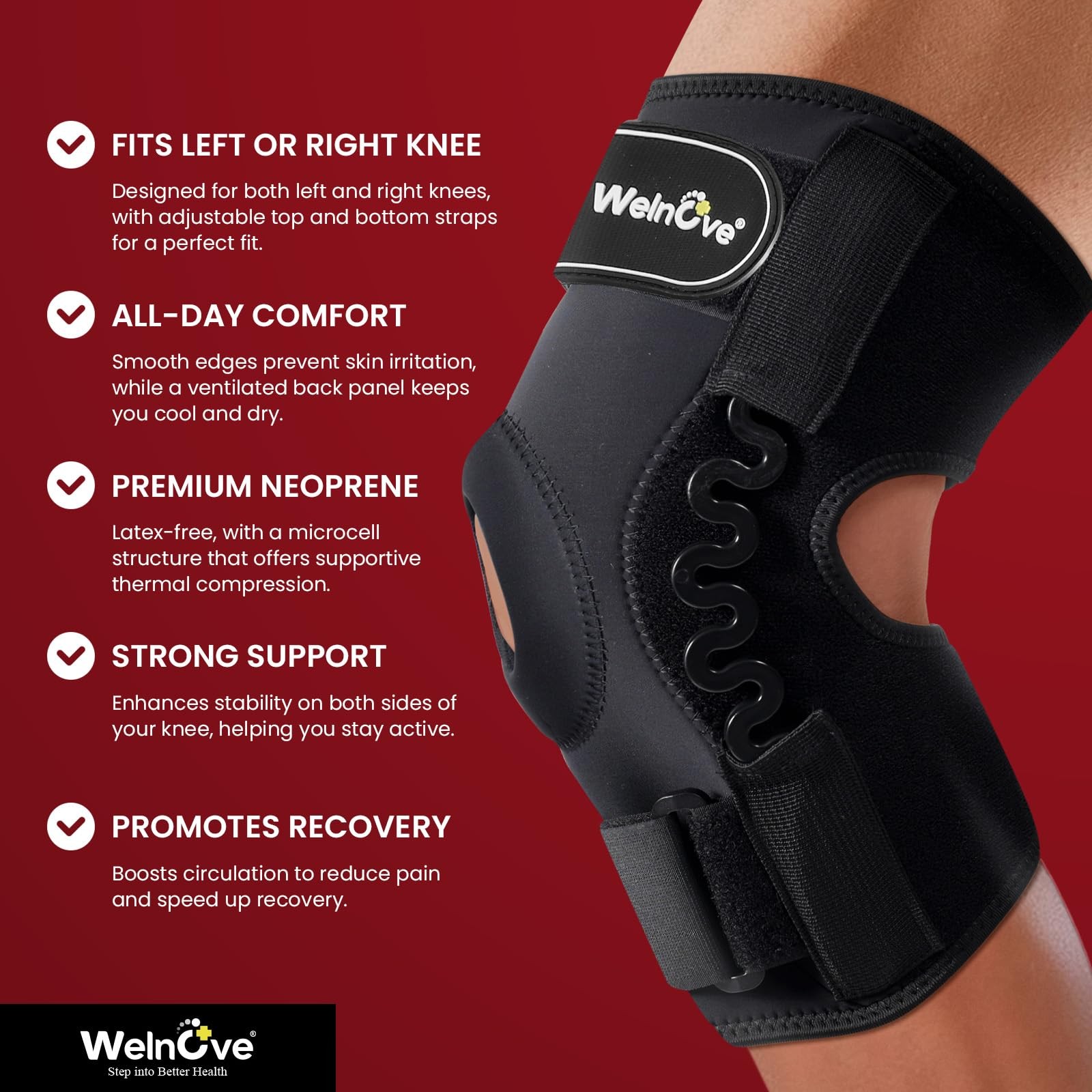 XLarge Knee Brace Side Stabilizer Adjustable Compression Meniscus Tear ACL